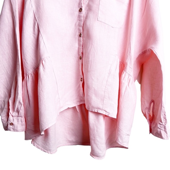 Holding Horses x Anthropologie Light Peach Linen Button-Up Size L - Picture 5 of 14